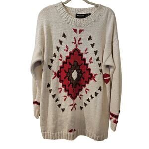 Paul Harris Vintage Ramie Cotton Sweater L Southwest Aztec Knit 80s 90s Oversize